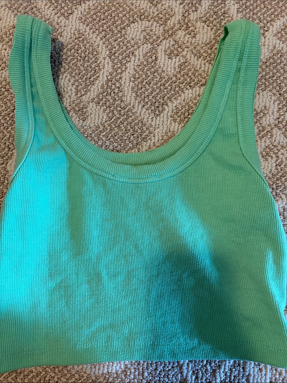 Signature Mint Green Ribbed Crop Tank - Picture 2 of 3
